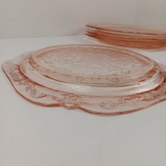 4 Vintage Recollection Madrid Pink By Indiana Glass 10 3/8” Dinner Plates - Picture 4 of 7